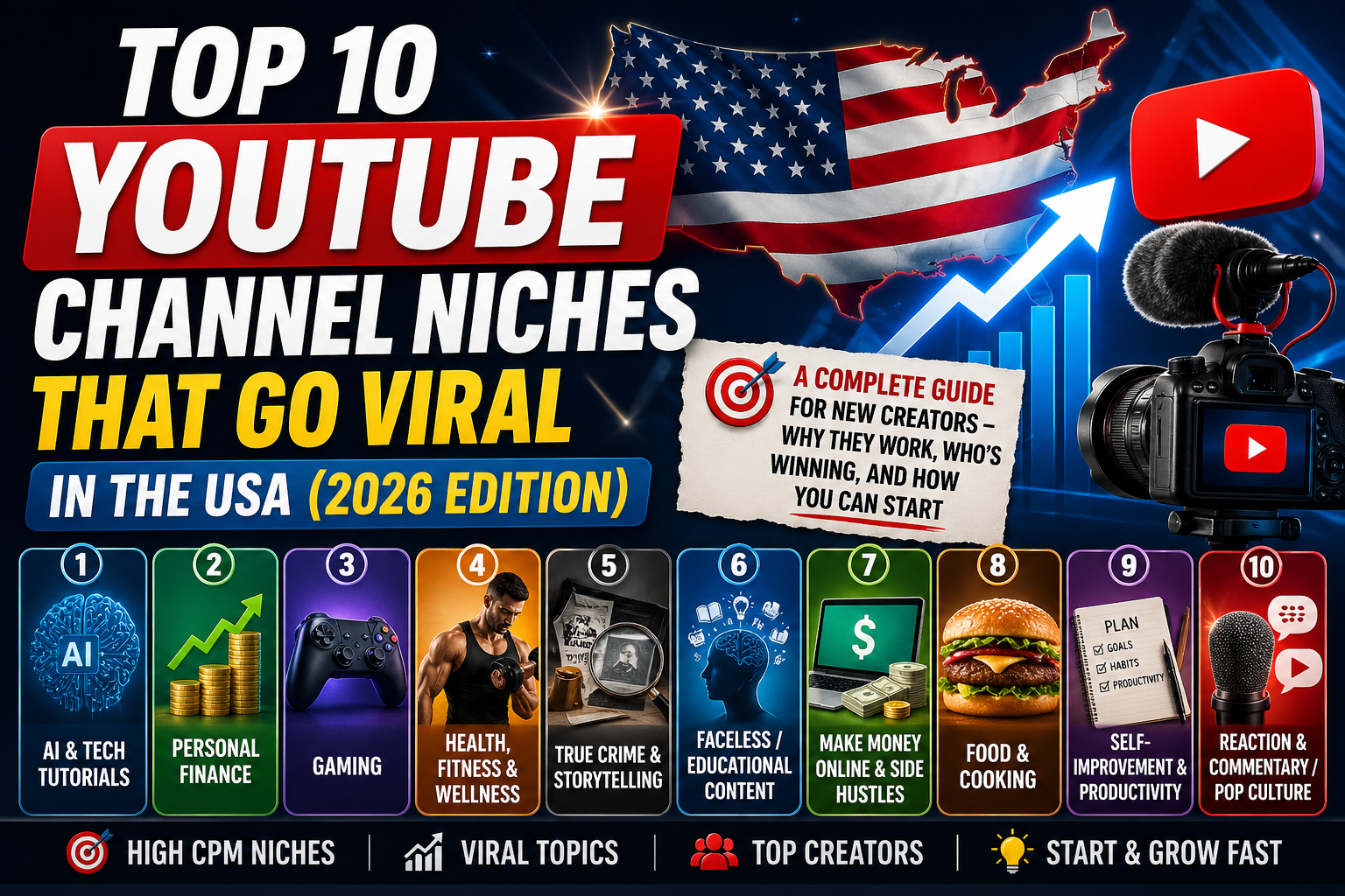 Top 10 YouTube Channel Niches That Go Viral in the USA